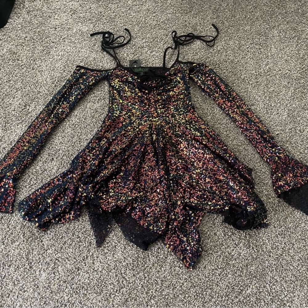 Dollskill sequin hankerchief dress